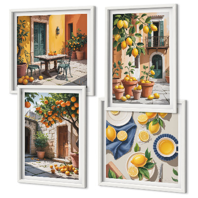 Wall art set Citrus trees in a sunny garden