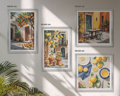 Wall art set Citrus trees in a sunny garden