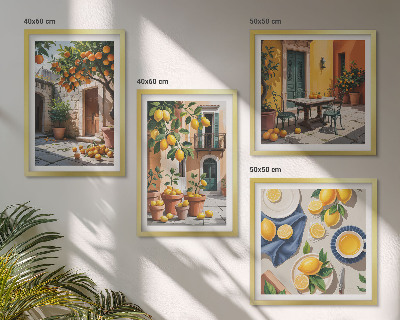 Wall art set Citrus trees in a sunny garden