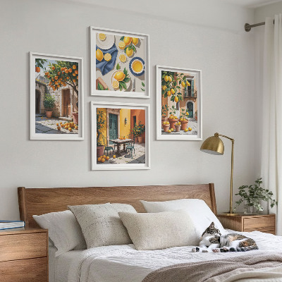 Wall art set Citrus trees in a sunny garden