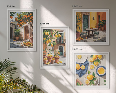 Wall art set Citrus trees in a sunny garden