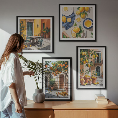 Wall art set Citrus trees in a sunny garden