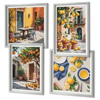 Wall art set Citrus trees in a sunny garden