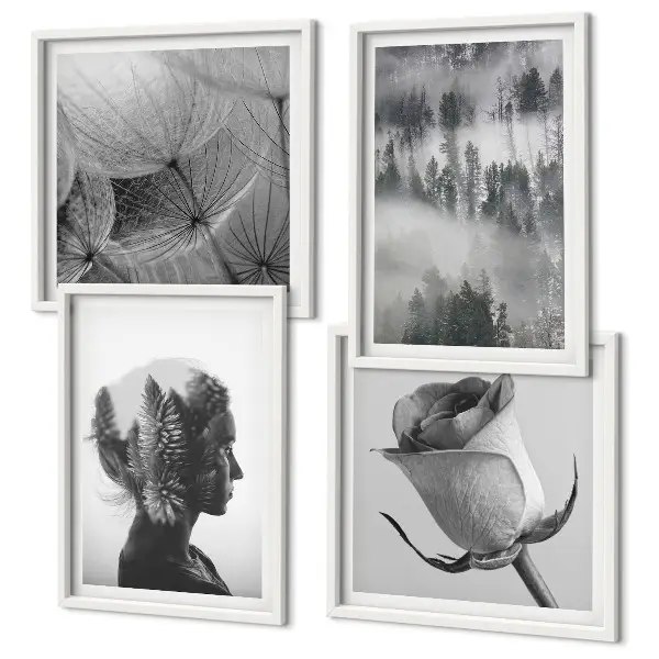 Forest fog portrait of a woman wall art set of 4 pieces