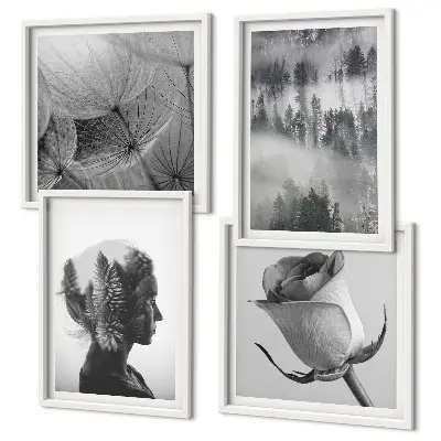 Forest fog portrait of a woman wall art set of 4 pieces