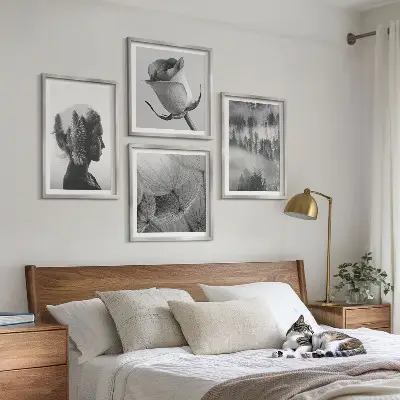 Forest fog portrait of a woman wall art set of 4 pieces