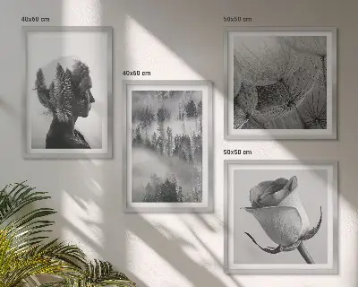 Forest fog portrait of a woman wall art set of 4 pieces