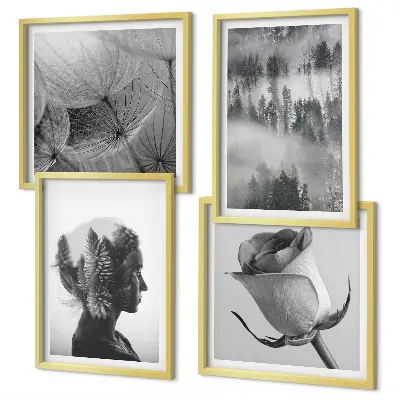 Forest fog portrait of a woman wall art set of 4 pieces