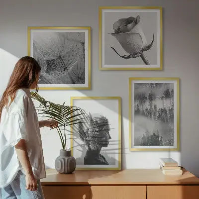 Forest fog portrait of a woman wall art set of 4 pieces