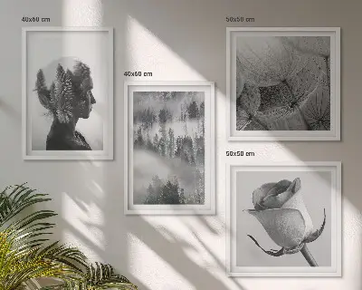 Forest fog portrait of a woman wall art set of 4 pieces