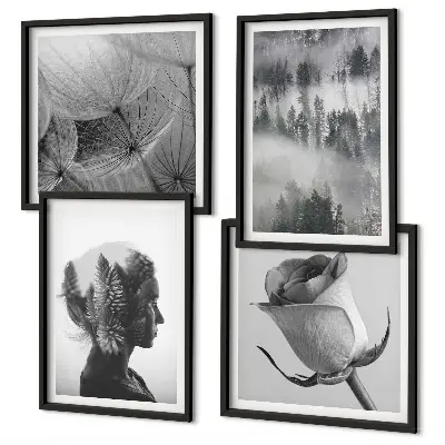 Forest fog portrait of a woman wall art set of 4 pieces