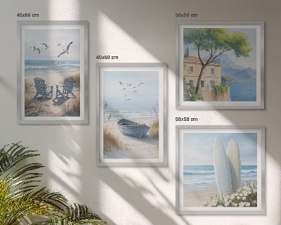 Multi-piece wall decor set Beach boards surf boat birds