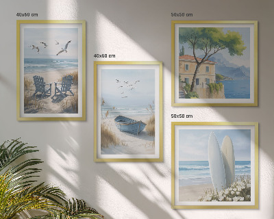 Multi-piece wall decor set Beach boards surf boat birds