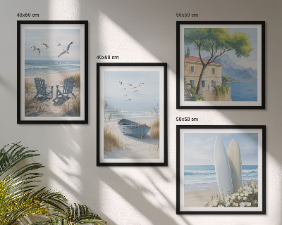 Multi-piece wall decor set Beach boards surf boat birds