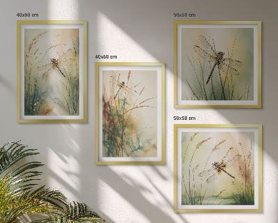 Wall art set Dragonfly grasses above the water
