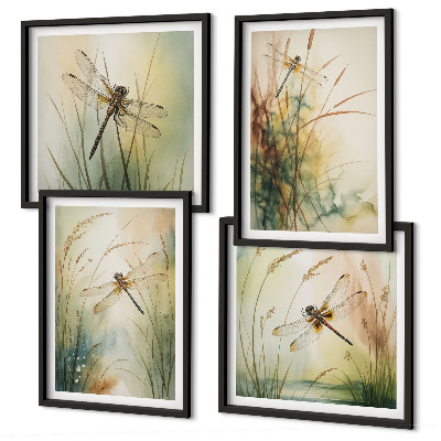 Wall art set Dragonfly grasses above the water