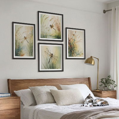 Wall art set Dragonfly grasses above the water