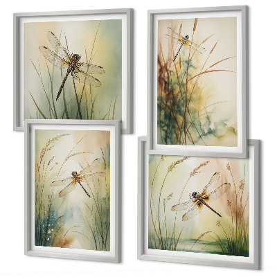 Wall art set Dragonfly grasses above the water