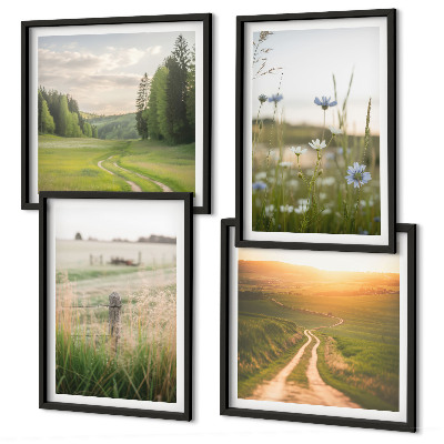 Wall art set Landscapes nature fields sun