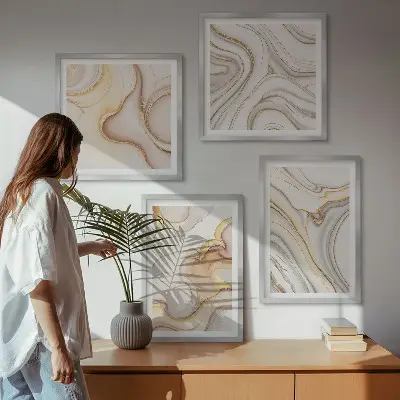 Linear abstract wall art set set of four pieces