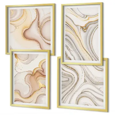 Set of 4 wall art pieces Linear abstract motifs