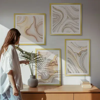 Linear abstract wall art set set of four pieces