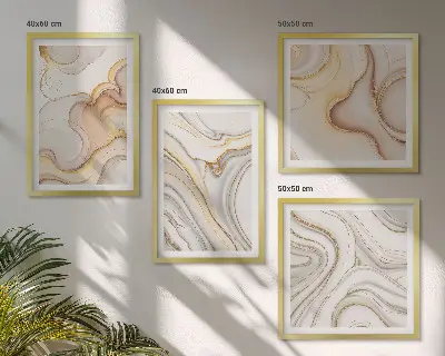 Linear abstract wall art set set of four pieces