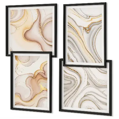 Linear abstract wall art set set of four pieces