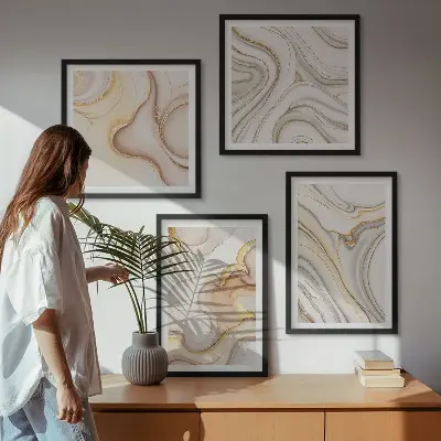 Linear abstract wall art set set of four pieces