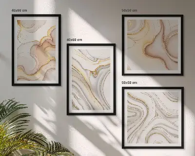 Set of 4 wall art pieces Linear abstract motifs