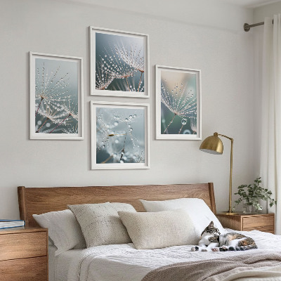 Multi-piece wall decor set Water drops on dandelion shoots