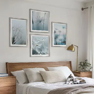 Dandelion water drops wall art set of 4 pieces