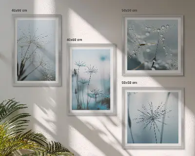 Dandelion water drops wall art set of 4 pieces