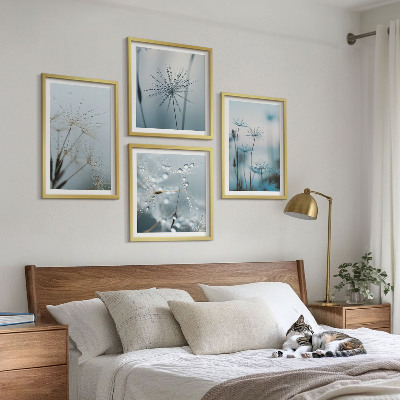 Set of 4 wall art pieces Dandelion water drops