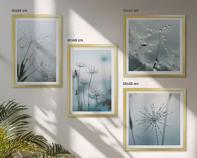 Dandelion water drops wall art set of 4 pieces