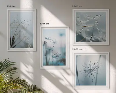 Dandelion water drops wall art set of 4 pieces