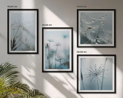 Dandelion water drops wall art set of 4 pieces