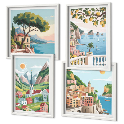 Multi-piece wall decor set Sea landscapes citrus fruits