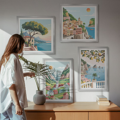 Multi-piece wall decor set Sea landscapes citrus fruits