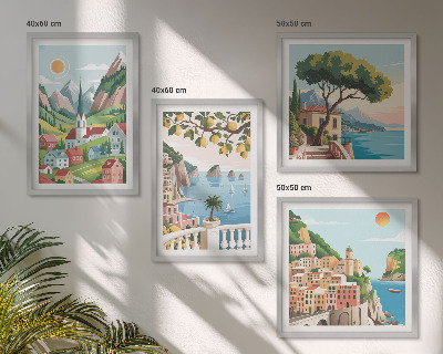 Multi-piece wall decor set Sea landscapes citrus fruits