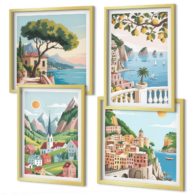 Multi-piece wall decor set Sea landscapes citrus fruits