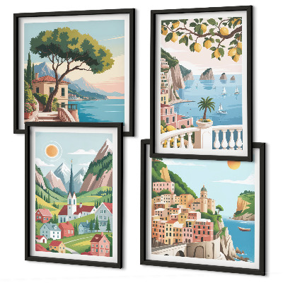 Multi-piece wall decor set Sea landscapes citrus fruits