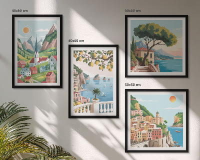 Multi-piece wall decor set Sea landscapes citrus fruits
