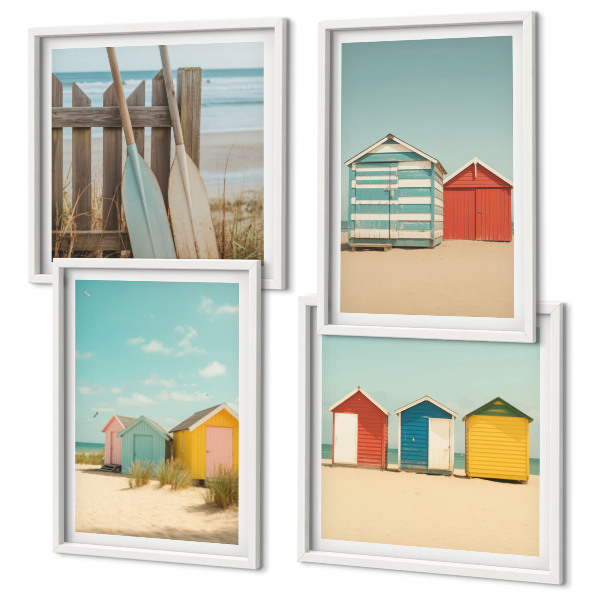 Multi-piece wall decor set Colorful houses beach sun