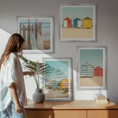 Multi-piece wall decor set Colorful houses beach sun