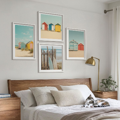 Multi-piece wall decor set Colorful houses beach sun