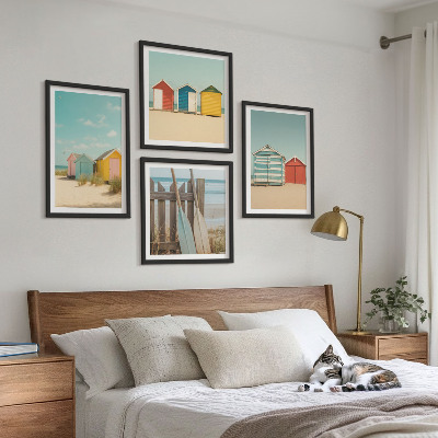 Multi-piece wall decor set Colorful houses beach sun