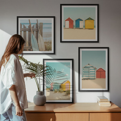 Multi-piece wall decor set Colorful houses beach sun