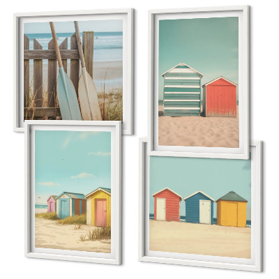Wall art set Colorful beach houses