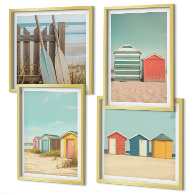 Wall art set Colorful beach houses